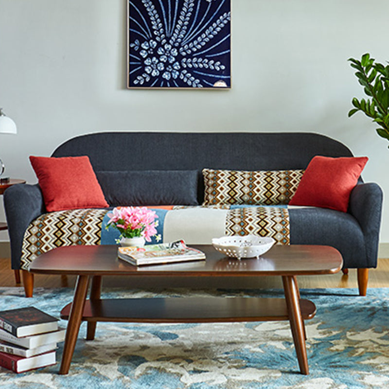 33.86" D x 31.89" H Curved Fabric 3-Seater Sofa Bohemia Style Sofa