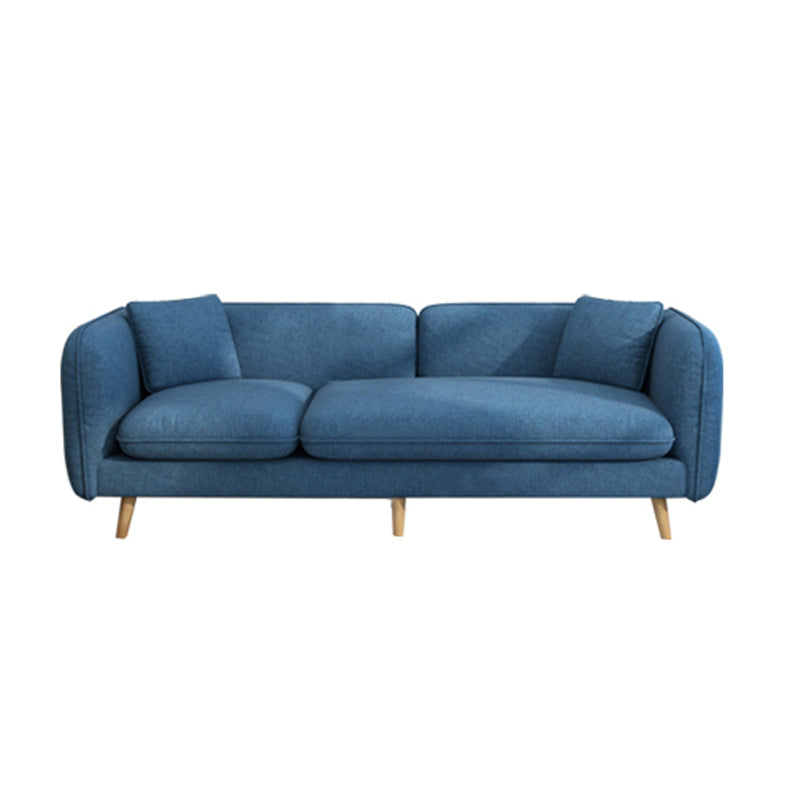 Modern Linen Tuxedo Arm Standard Sofa with Bolster Pillows for Living Room