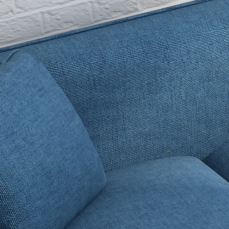 Modern Linen Tuxedo Arm Standard Sofa with Bolster Pillows for Living Room
