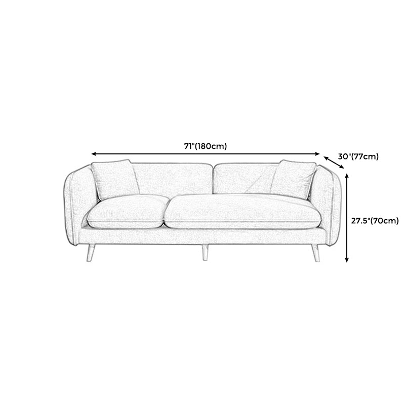 Modern Linen Tuxedo Arm Standard Sofa with Bolster Pillows for Living Room
