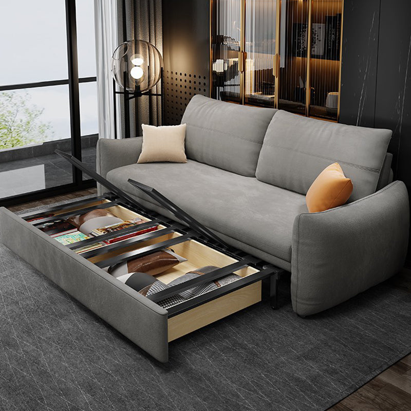 Fabric Square Arm Sofa Bed Standard Loose Back Settee Furniture in Grey