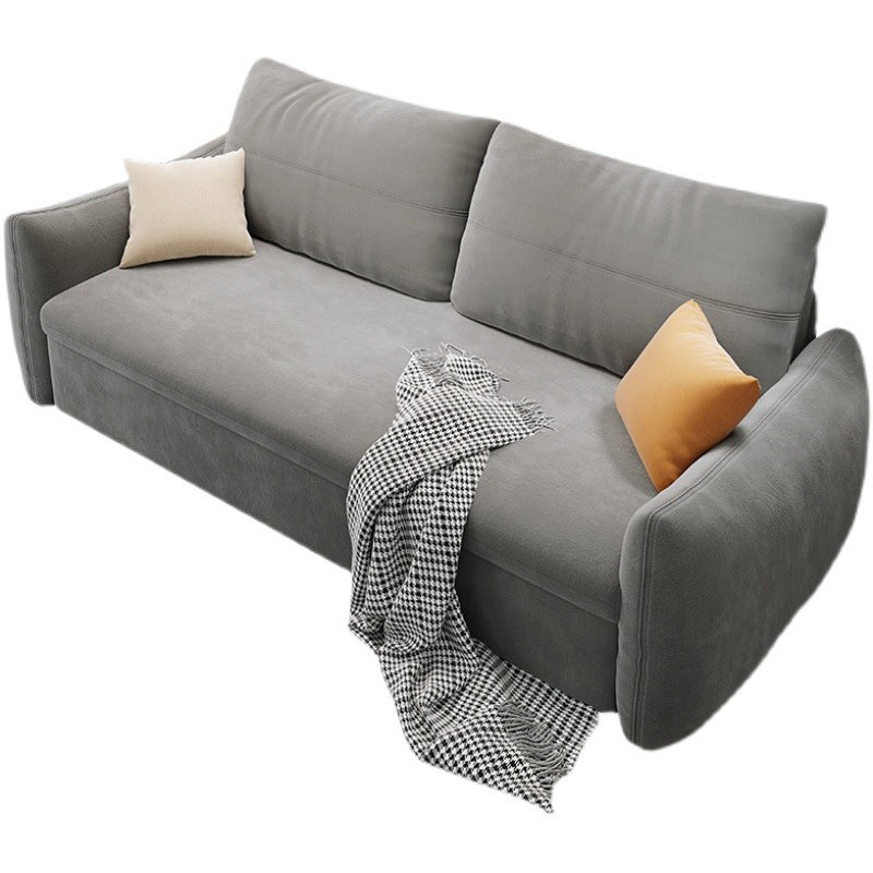 Fabric Square Arm Sofa Bed Standard Loose Back Settee Furniture in Grey