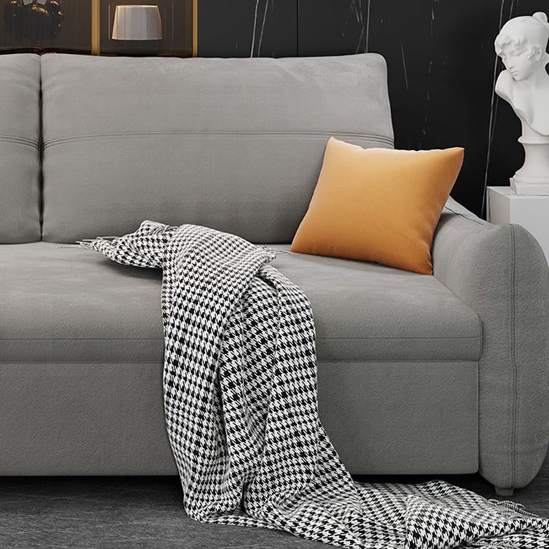 Fabric Square Arm Sofa Bed Standard Loose Back Settee Furniture in Grey
