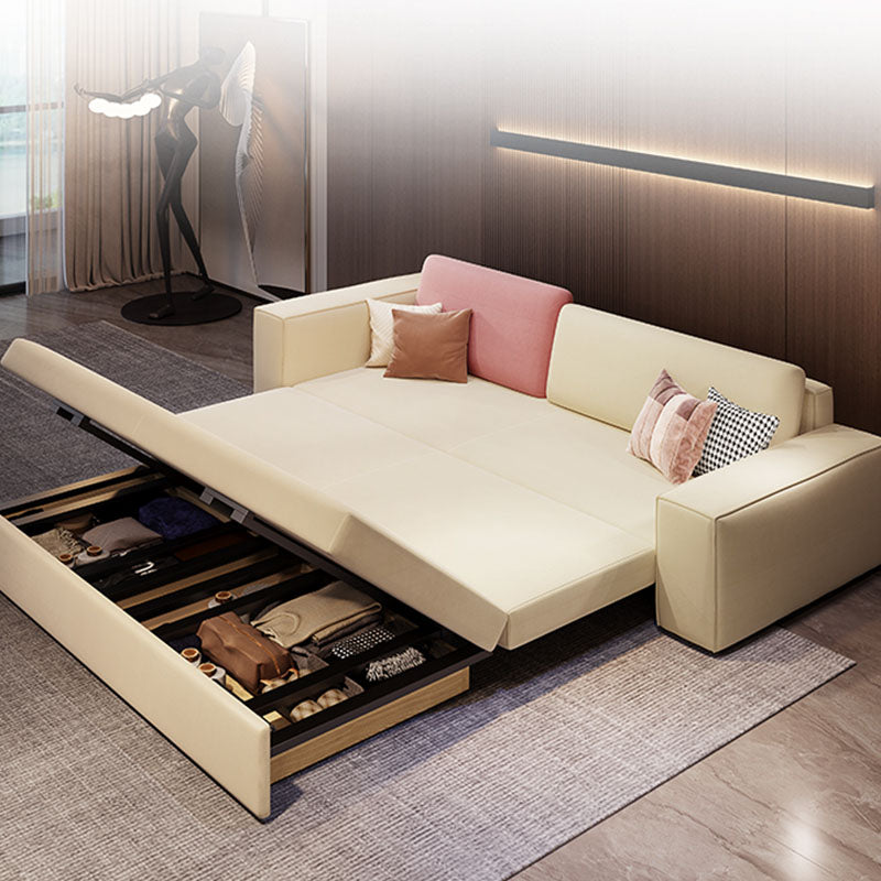 Convertible Sofa Bed Square Arm Standard Settee Furniture with Storage