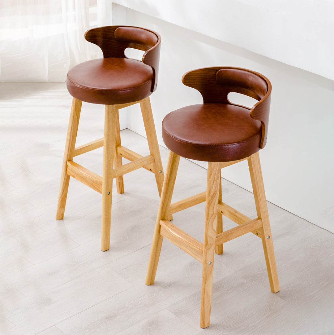 Contemporary Round Bar and Counter Stool Low Back Stool with 4 Legs