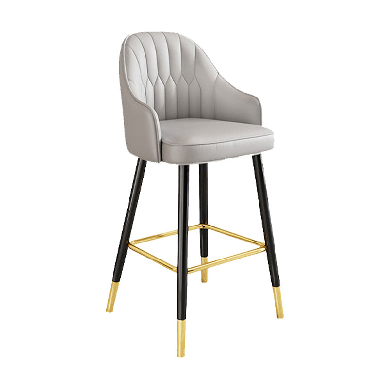Scandinavian Style Armed Low Back Stools for Home Leather Counter Stool