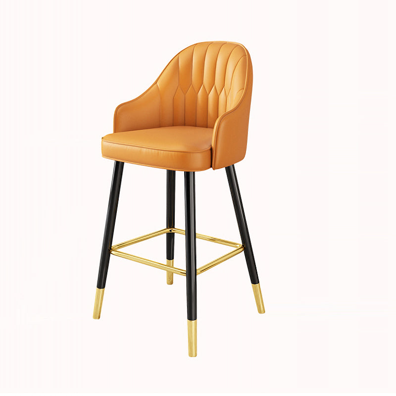Scandinavian Style Armed Low Back Stools for Home Leather Counter Stool