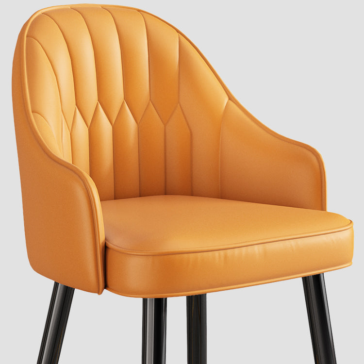 Scandinavian Style Armed Low Back Stools for Home Leather Counter Stool