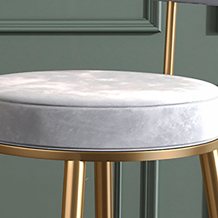 Nordic Low Back Bar Stool Round Counter Bar Stool with Metal Legs