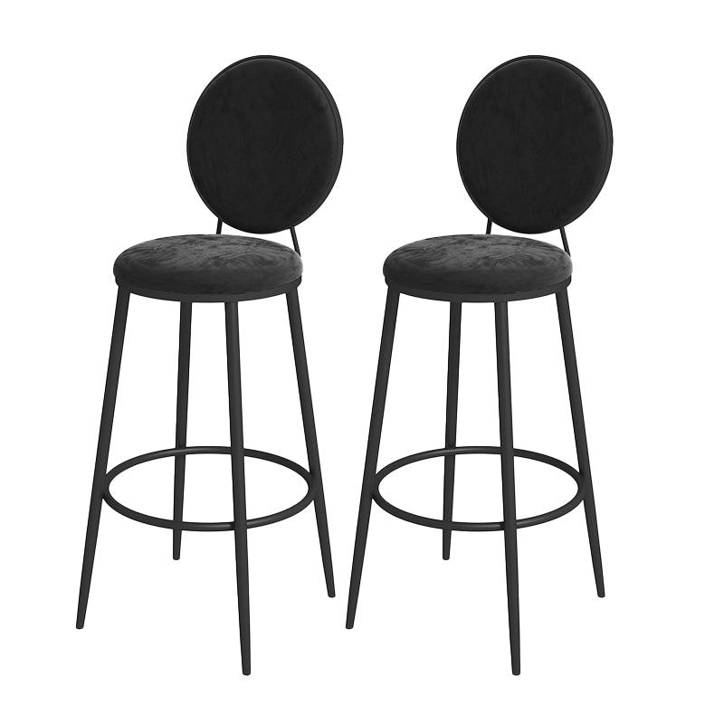 Nordic Low Back Bar Stool Round Counter Bar Stool with Metal Legs