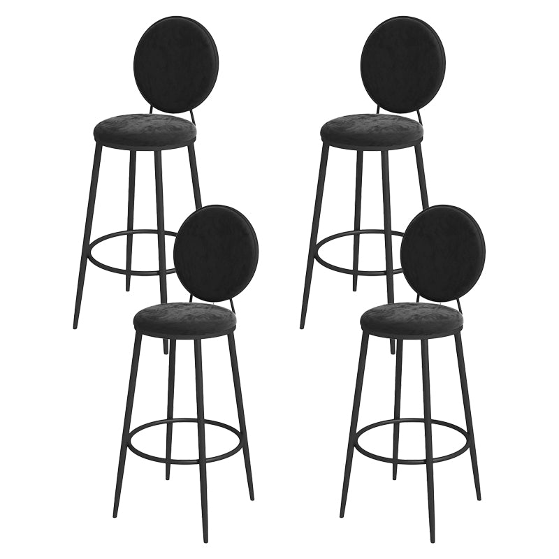 Nordic Low Back Bar Stool Round Counter Bar Stool with Metal Legs