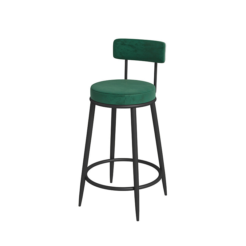 Nordic Low Back Bar Stool Round Counter Bar Stool with Metal Legs