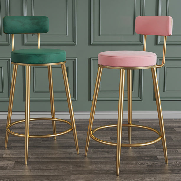Nordic Low Back Bar Stool Round Counter Bar Stool with Metal Legs