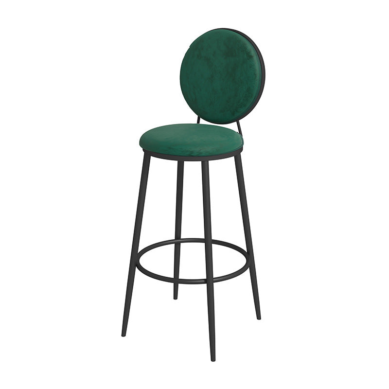 Nordic Low Back Bar Stool Round Counter Bar Stool with Metal Legs