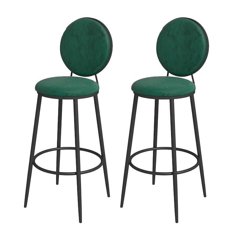 Nordic Low Back Bar Stool Round Counter Bar Stool with Metal Legs