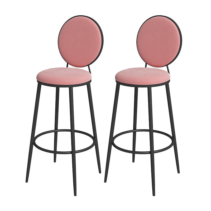 Nordic Low Back Bar Stool Round Counter Bar Stool with Metal Legs