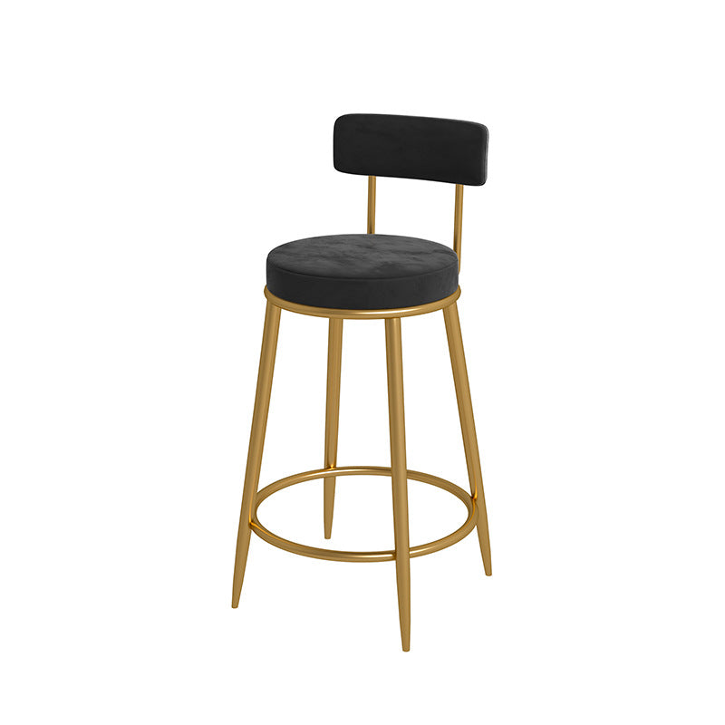 Nordic Low Back Bar Stool Round Counter Bar Stool with Metal Legs