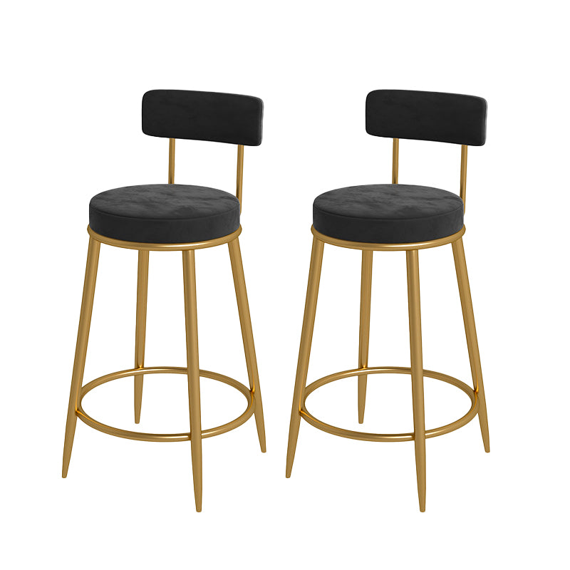 Nordic Low Back Bar Stool Round Counter Bar Stool with Metal Legs