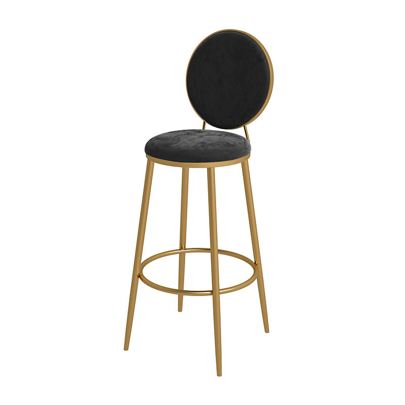 Nordic Low Back Bar Stool Round Counter Bar Stool with Metal Legs