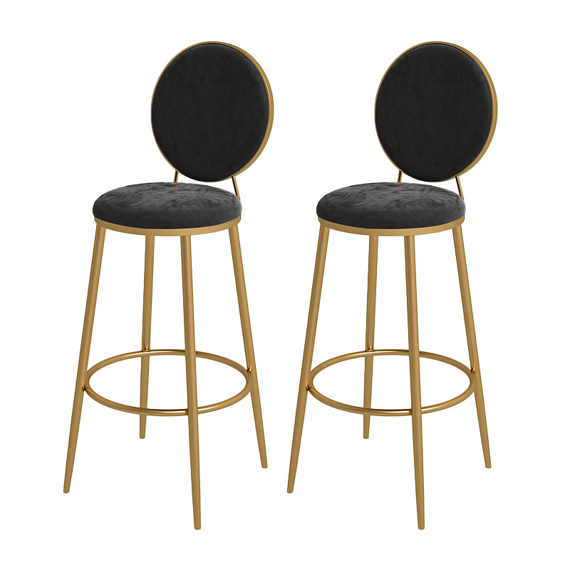 Nordic Low Back Bar Stool Round Counter Bar Stool with Metal Legs