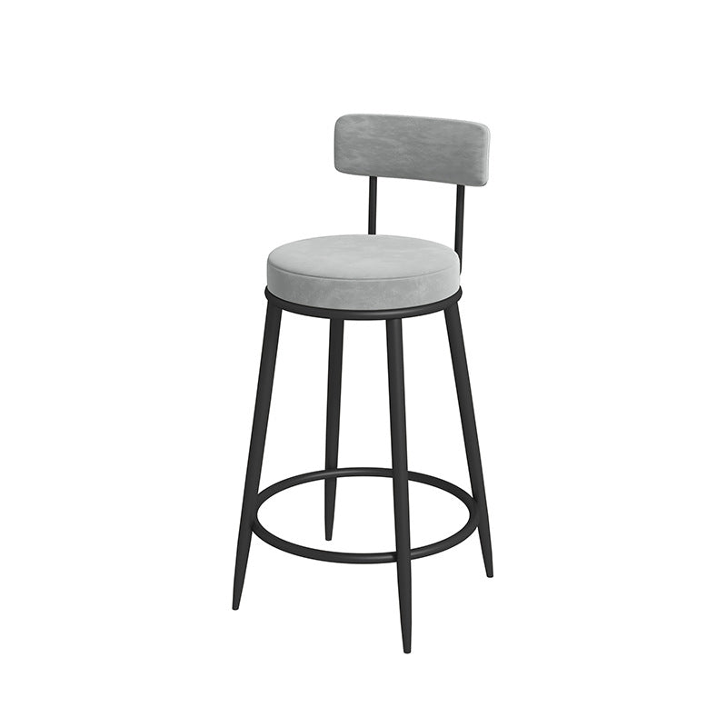 Nordic Low Back Bar Stool Round Counter Bar Stool with Metal Legs