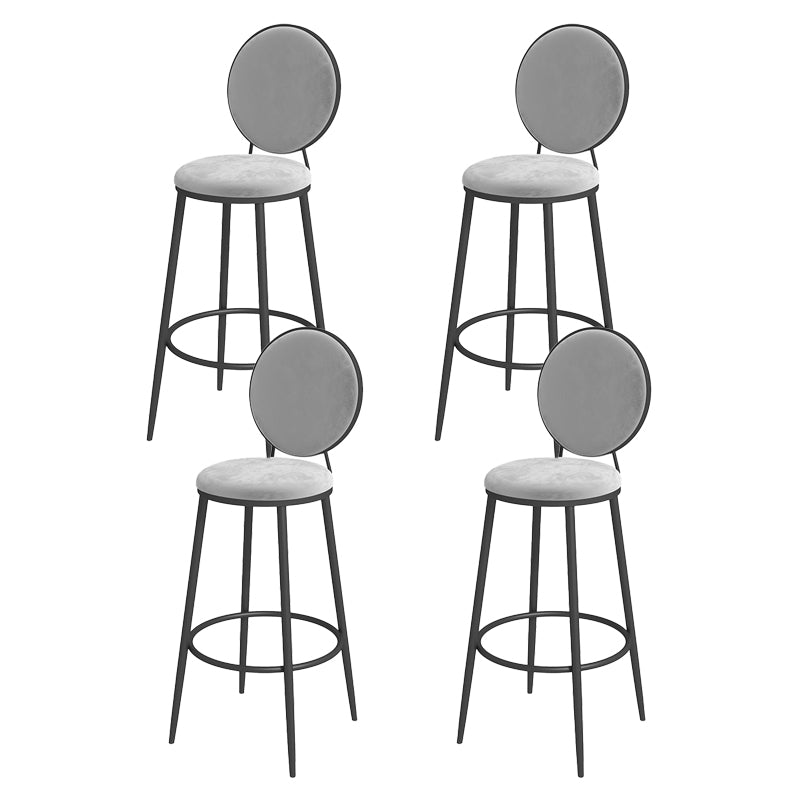Nordic Low Back Bar Stool Round Counter Bar Stool with Metal Legs