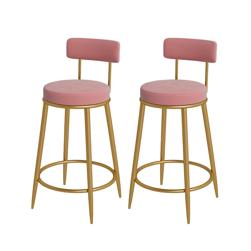 Nordic Low Back Bar Stool Round Counter Bar Stool with Metal Legs