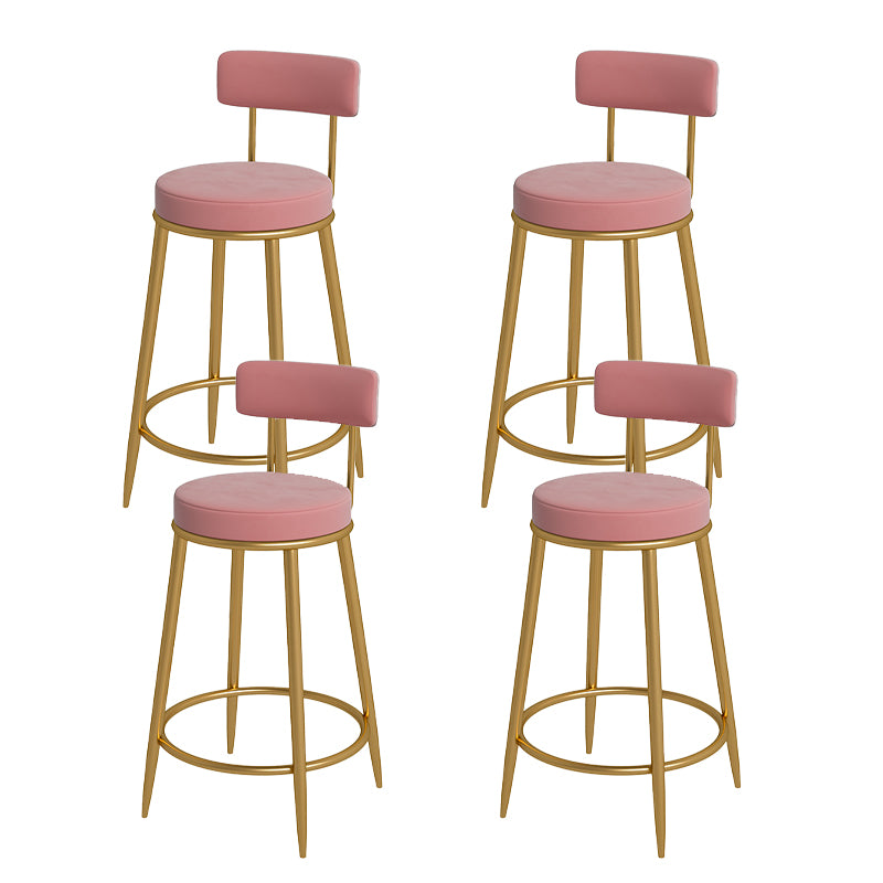 Nordic Low Back Bar Stool Round Counter Bar Stool with Metal Legs