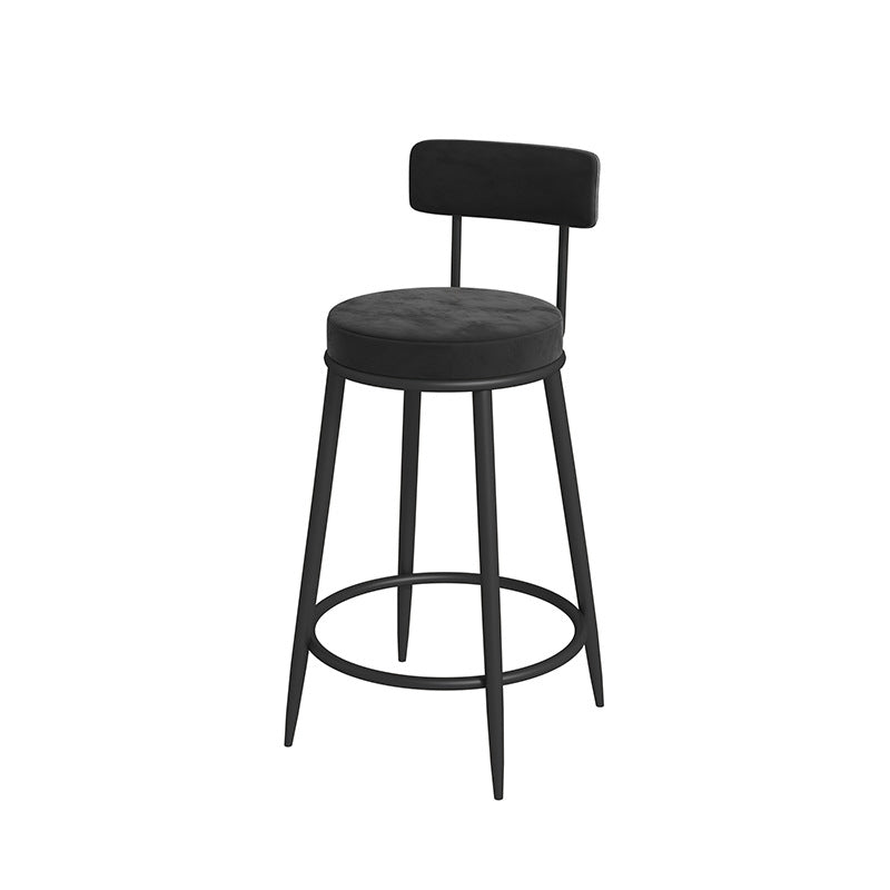 Nordic Low Back Bar Stool Round Counter Bar Stool with Metal Legs