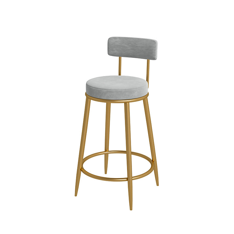 Nordic Low Back Bar Stool Round Counter Bar Stool with Metal Legs