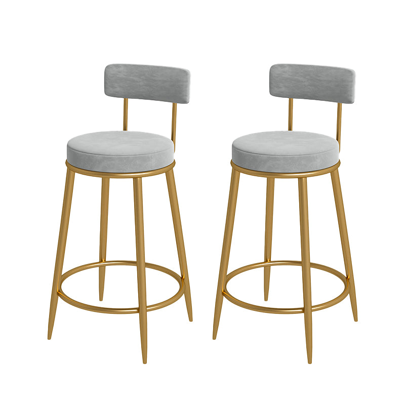 Nordic Low Back Bar Stool Round Counter Bar Stool with Metal Legs