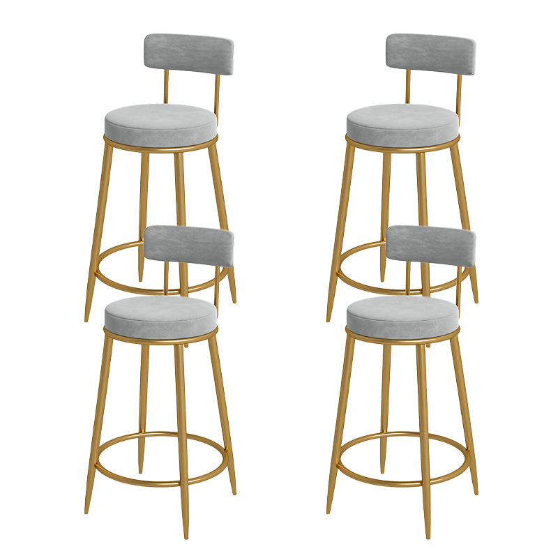 Nordic Low Back Bar Stool Round Counter Bar Stool with Metal Legs