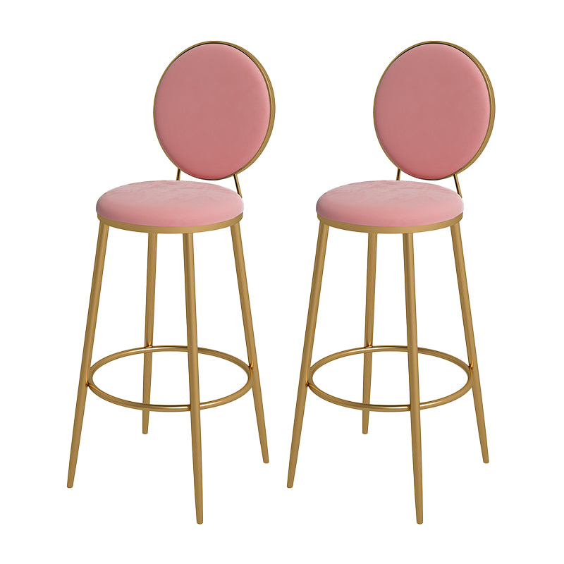 Nordic Low Back Bar Stool Round Counter Bar Stool with Metal Legs