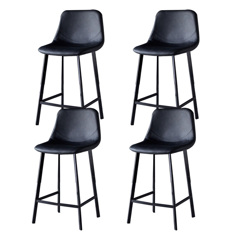 Scandinavian Restaurant Leather Stool Matte Finish Footrest Barstool