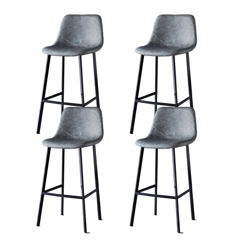 Scandinavian Restaurant Leather Stool Matte Finish Footrest Barstool