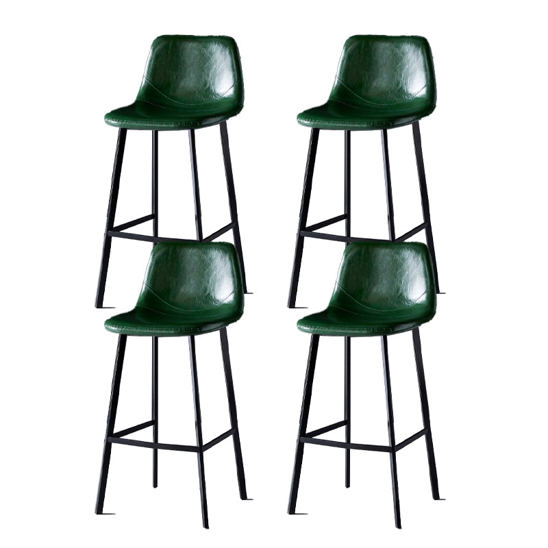 Scandinavian Restaurant Leather Stool Matte Finish Footrest Barstool
