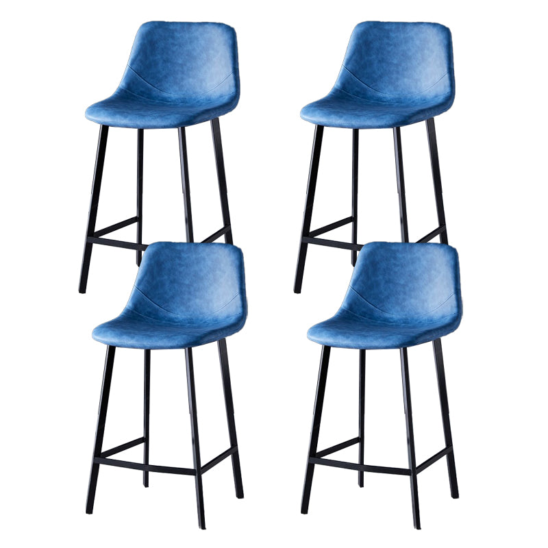 Scandinavian Restaurant Leather Stool Matte Finish Footrest Barstool