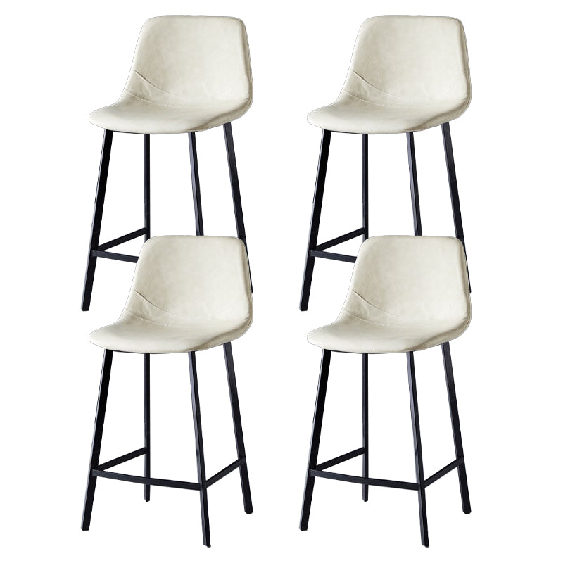 Scandinavian Restaurant Leather Stool Matte Finish Footrest Barstool