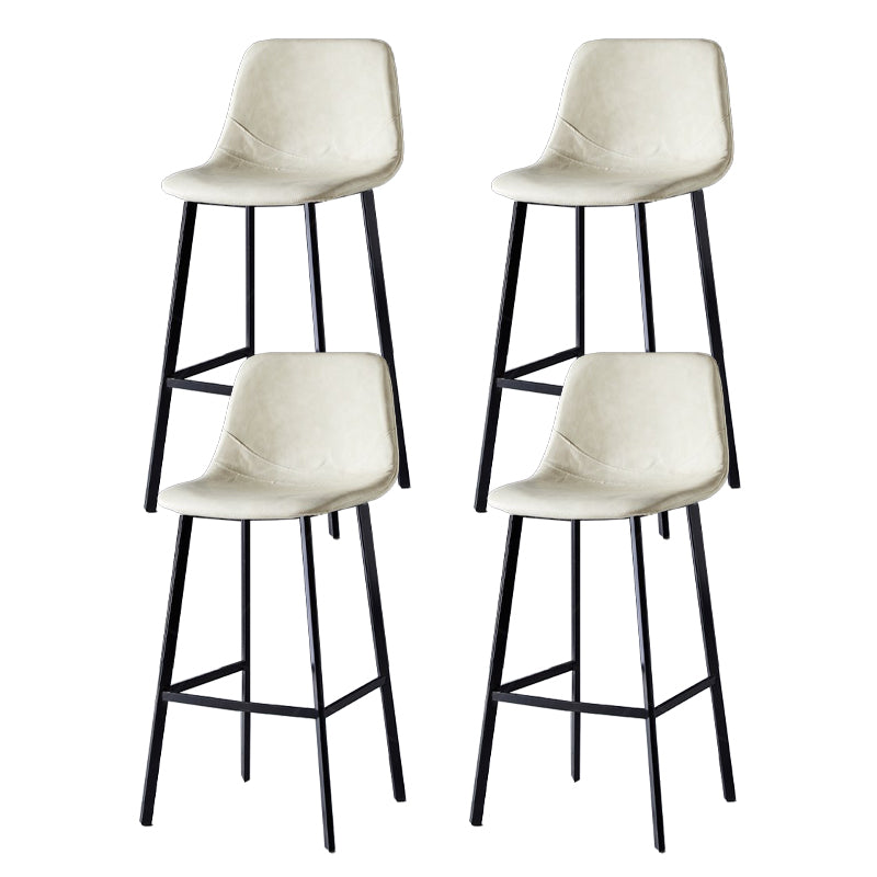Scandinavian Restaurant Leather Stool Matte Finish Footrest Barstool