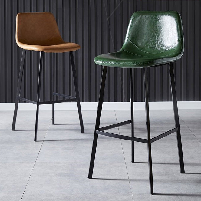 Scandinavian Restaurant Leather Stool Matte Finish Footrest Barstool