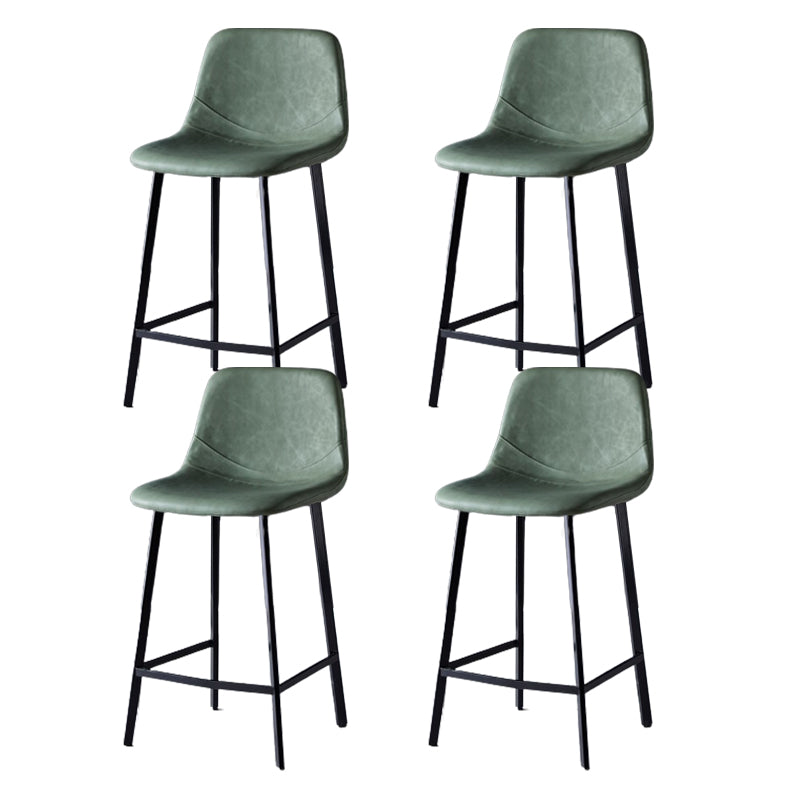 Scandinavian Restaurant Leather Stool Matte Finish Footrest Barstool