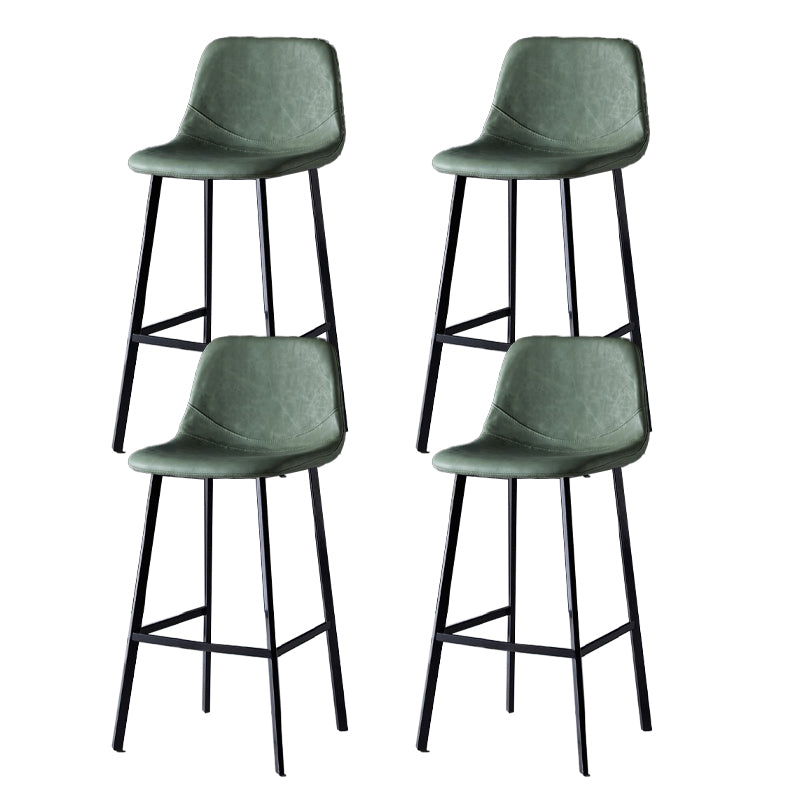 Scandinavian Restaurant Leather Stool Matte Finish Footrest Barstool