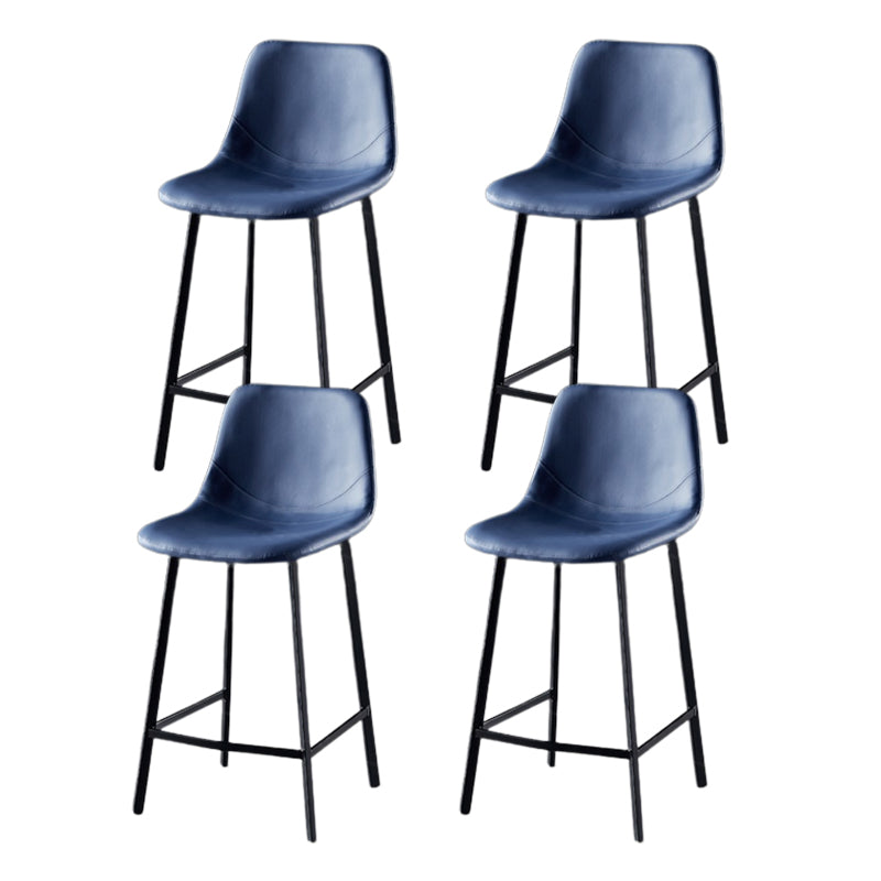 Scandinavian Restaurant Leather Stool Matte Finish Footrest Barstool