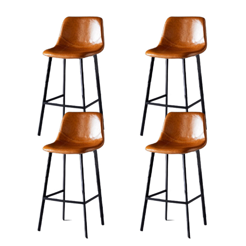 Scandinavian Restaurant Leather Stool Matte Finish Footrest Barstool