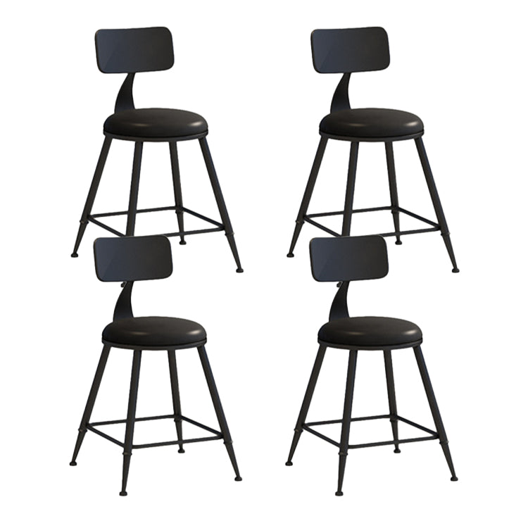 Contemporary Style Low Back Bar-stool Round Counter Bar Stool with Metal Legs