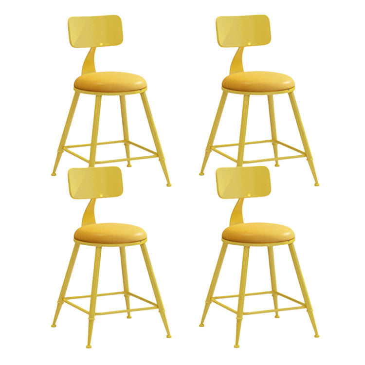 Contemporary Style Low Back Bar-stool Round Counter Bar Stool with Metal Legs