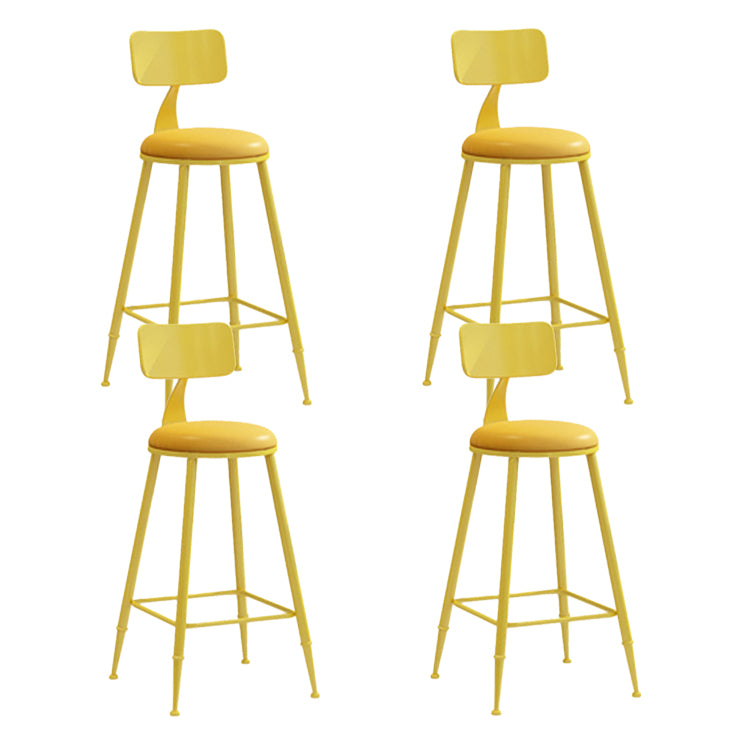 Contemporary Style Low Back Bar-stool Round Counter Bar Stool with Metal Legs