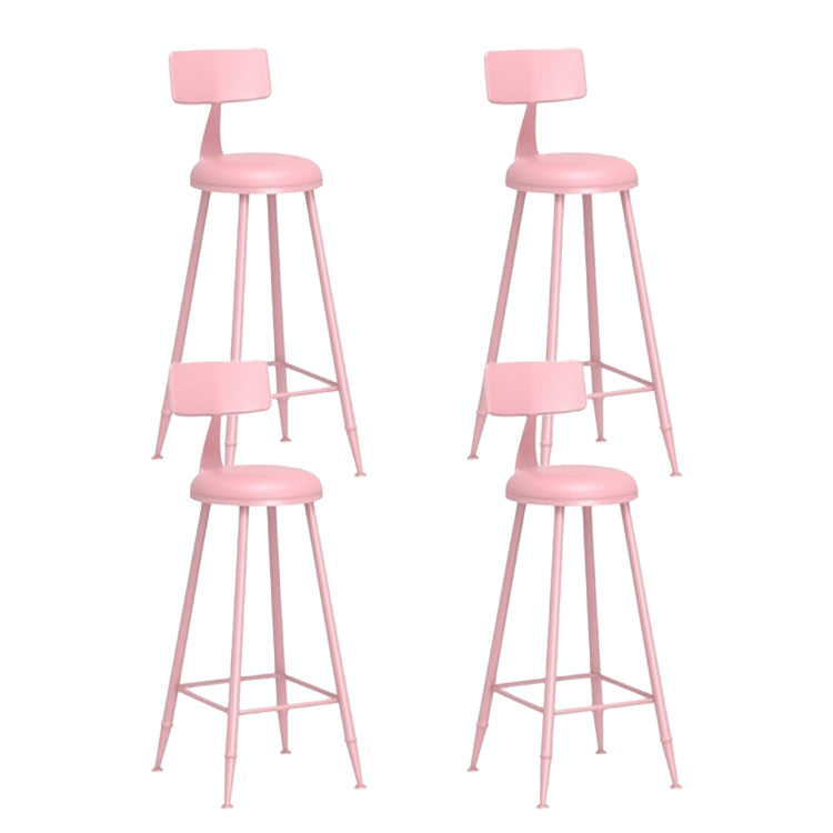 Contemporary Style Low Back Bar-stool Round Counter Bar Stool with Metal Legs