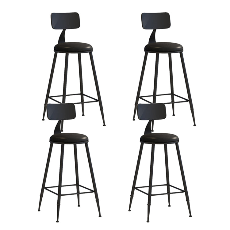 Contemporary Style Low Back Bar-stool Round Counter Bar Stool with Metal Legs