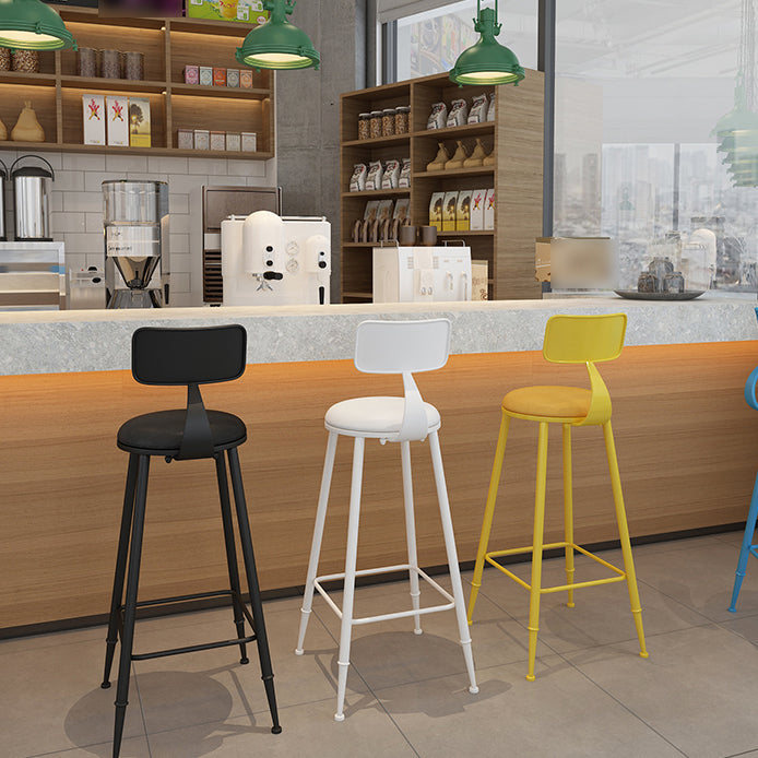 Contemporary Style Low Back Bar-stool Round Counter Bar Stool with Metal Legs